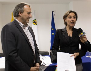 La Embajadora Aude Maio-Coliche, Jefa de la Delegación de la Unión Europea en Venezuela junto a Thierry Duderme, Jefe de Sección de Cooperación al Desarrollo 