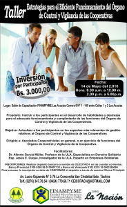 Aviso taller Funcionamiento del organo de control y vigilancia COLOR